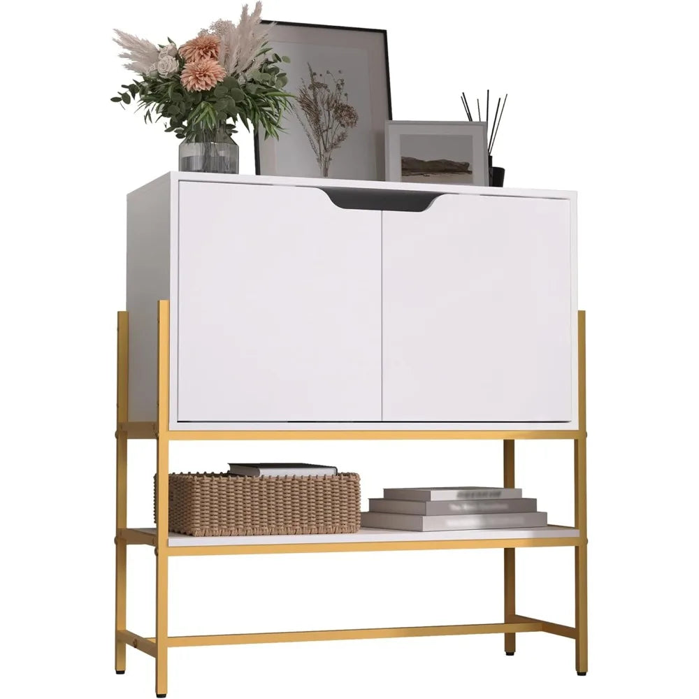 Modern Sideboard Buffet Cabinet with Storage and Open Shelf