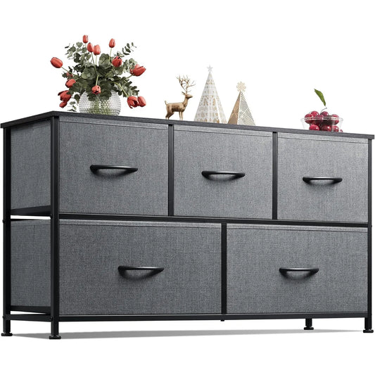 Dresser for Bedroom with 5 Drawers Storage Organizer Unit Fabric Bins