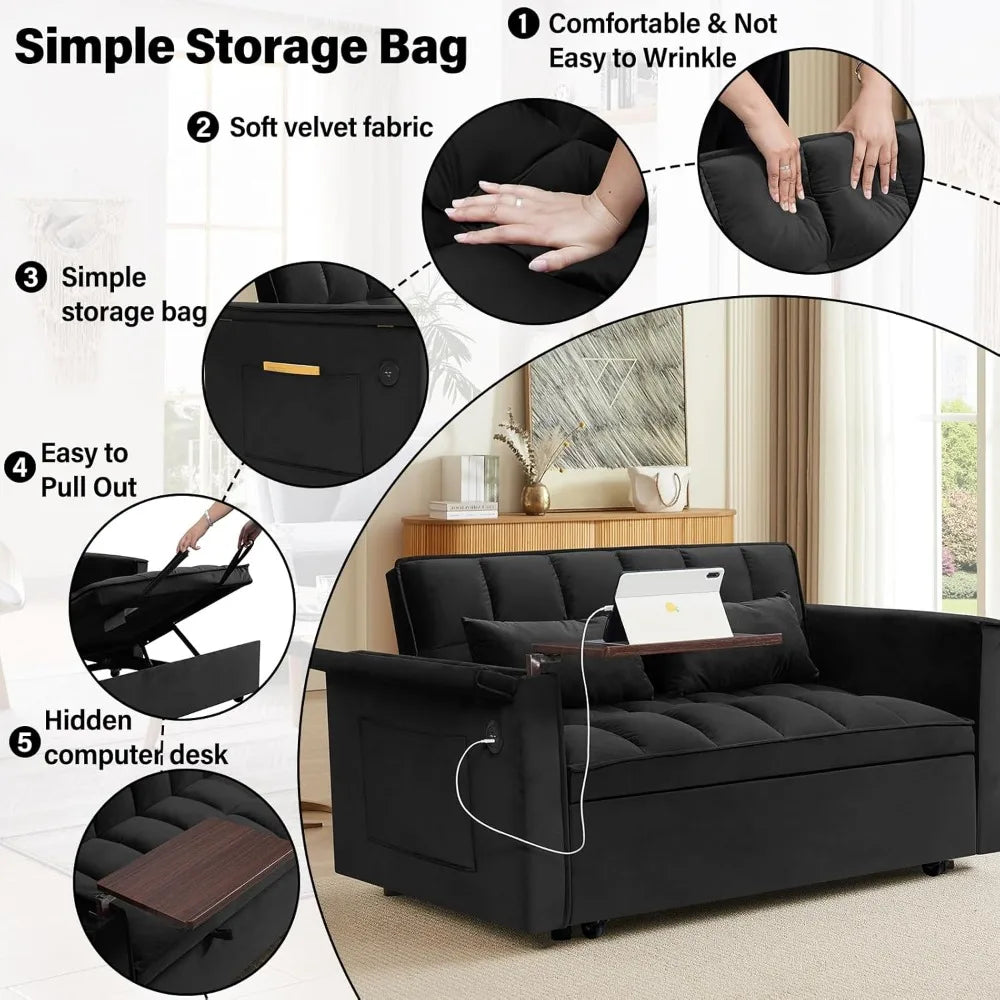 Ljustra 3-in-1 Convertible Sofa Bed Loveseat Sleeper Couch Adjustable Backrest