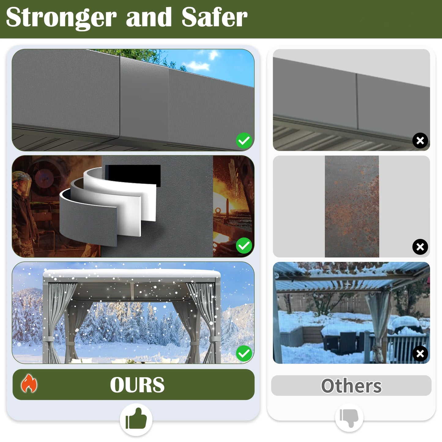 Adjustable Louvered Pergola Aluminum Frame Waterproof Gazebo Backyard