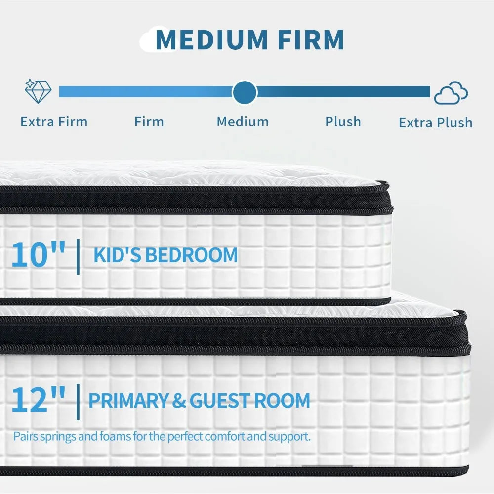 Ljustra 12 Inch Hybrid Mattress Gel Memory Foam Pocket Springs