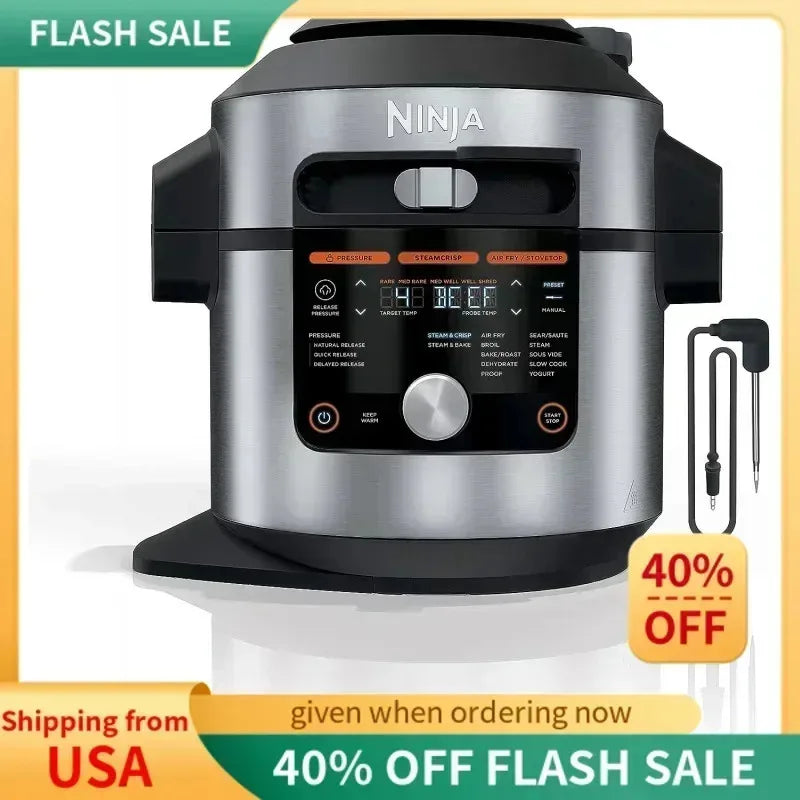 Ninja Foodi 14-in-1 XL 8 Quart Pressure Cooker Steam Fryer SmartLid Thermometer