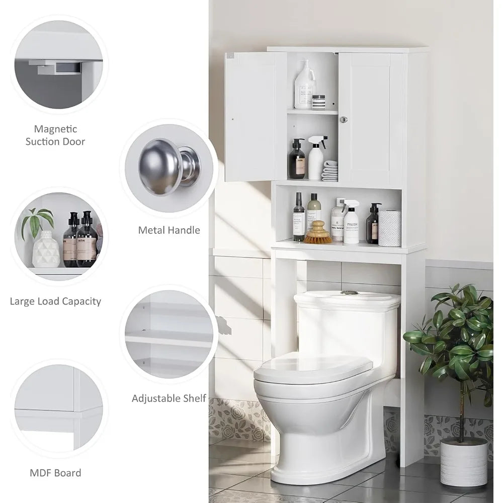 White Over Toilet Storage Cabinet Bathroom Organizer Space Saver