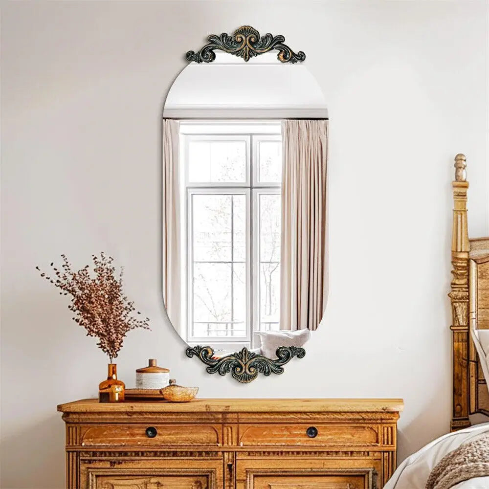 Antique Rustic Oval Wall Mirror for Entryway Bathroom Hallway Decor