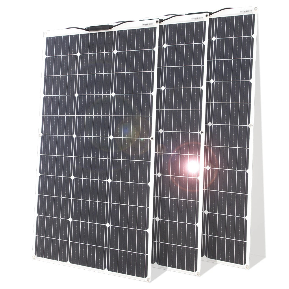 100W 12V Flexible Solar Panel Kit Monocrystalline Waterproof RV Camping