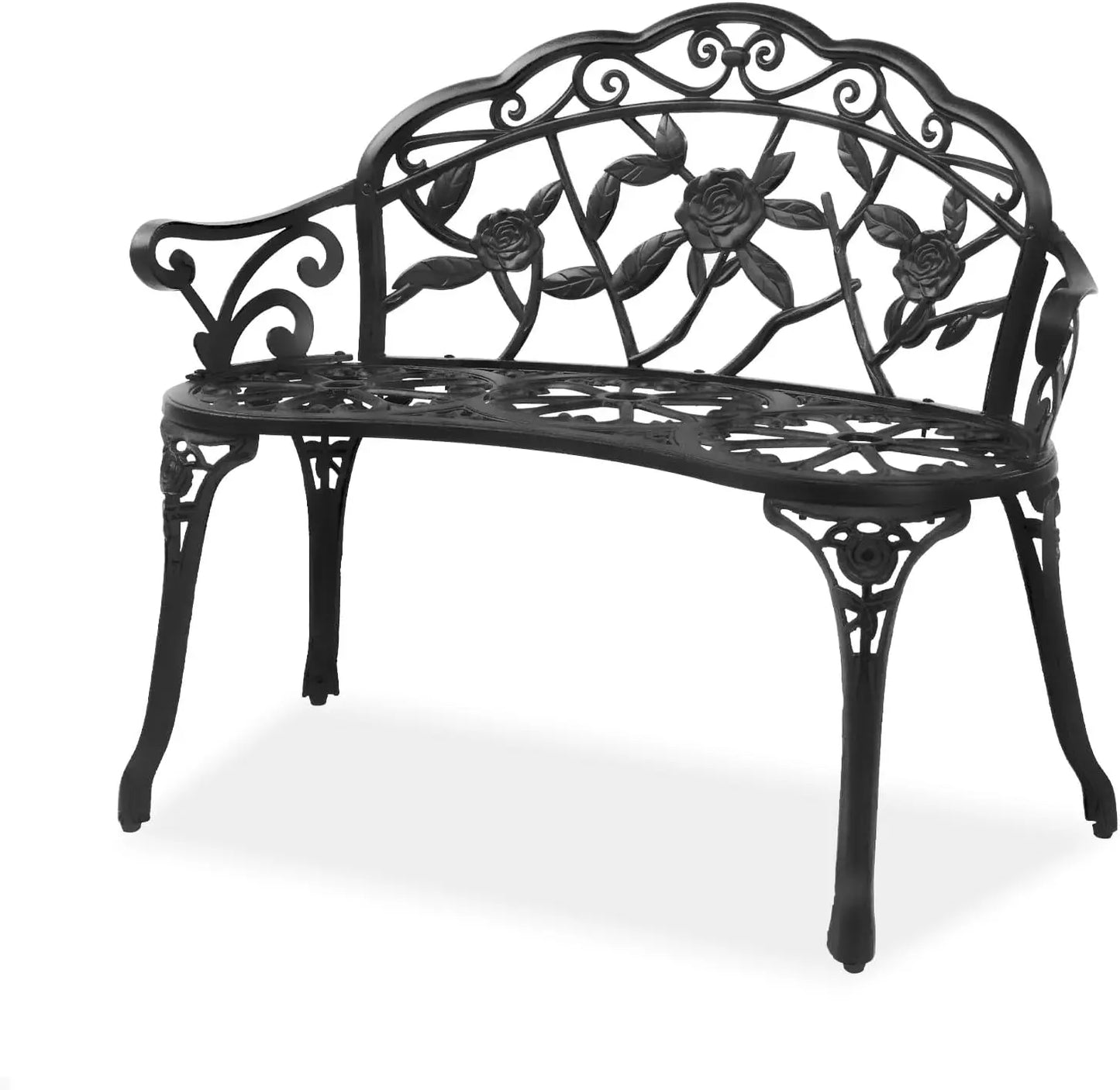 Ljustra 38.5" Outdoor Metal Rose Bench Antique Cast Iron Garden Seating