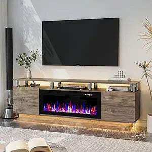 Fireplace TV Stand with 36 Inch Electric Fireplace Modern Living Room
