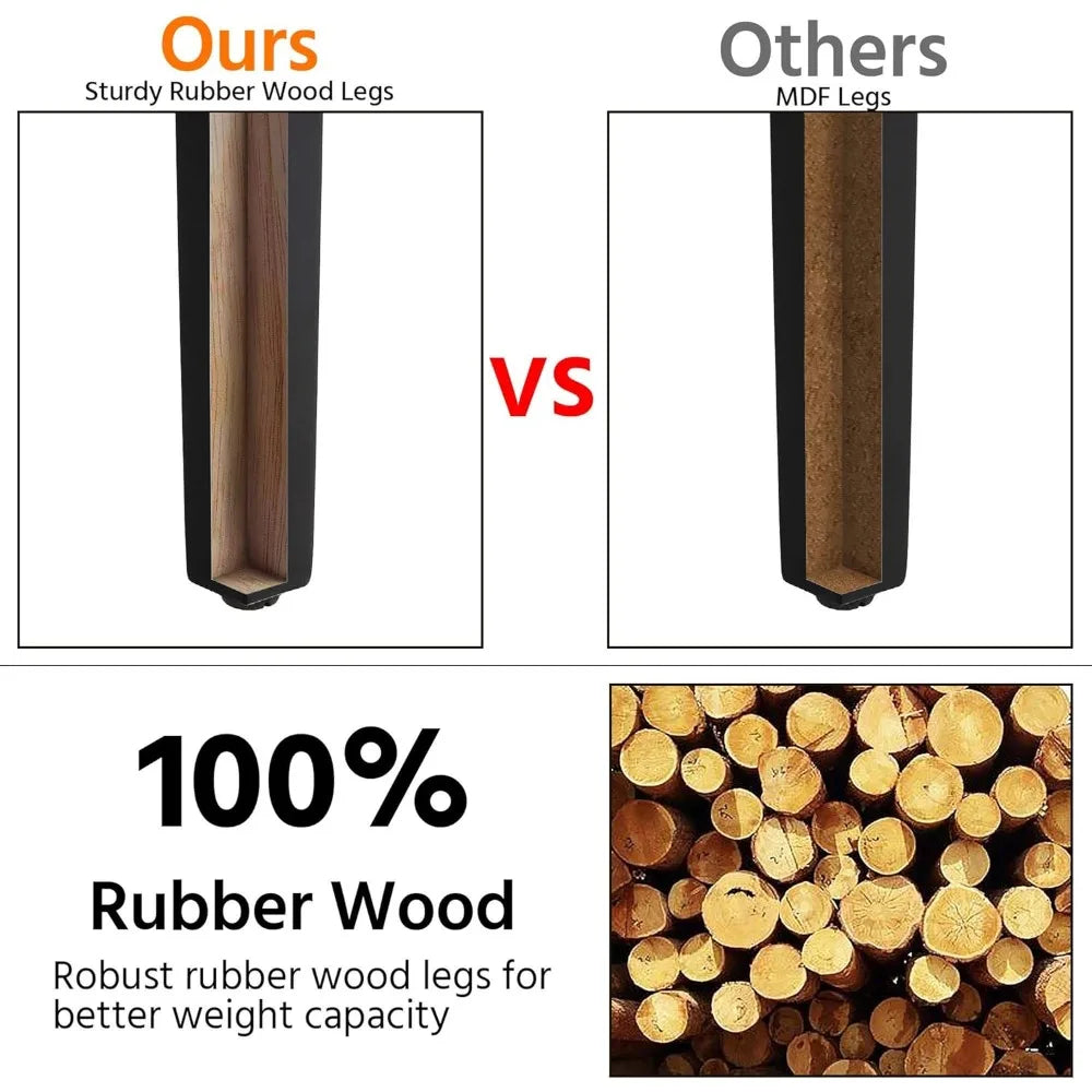 Dining Chairs Set of 4 Waterproof PU Leather with Wood Legs