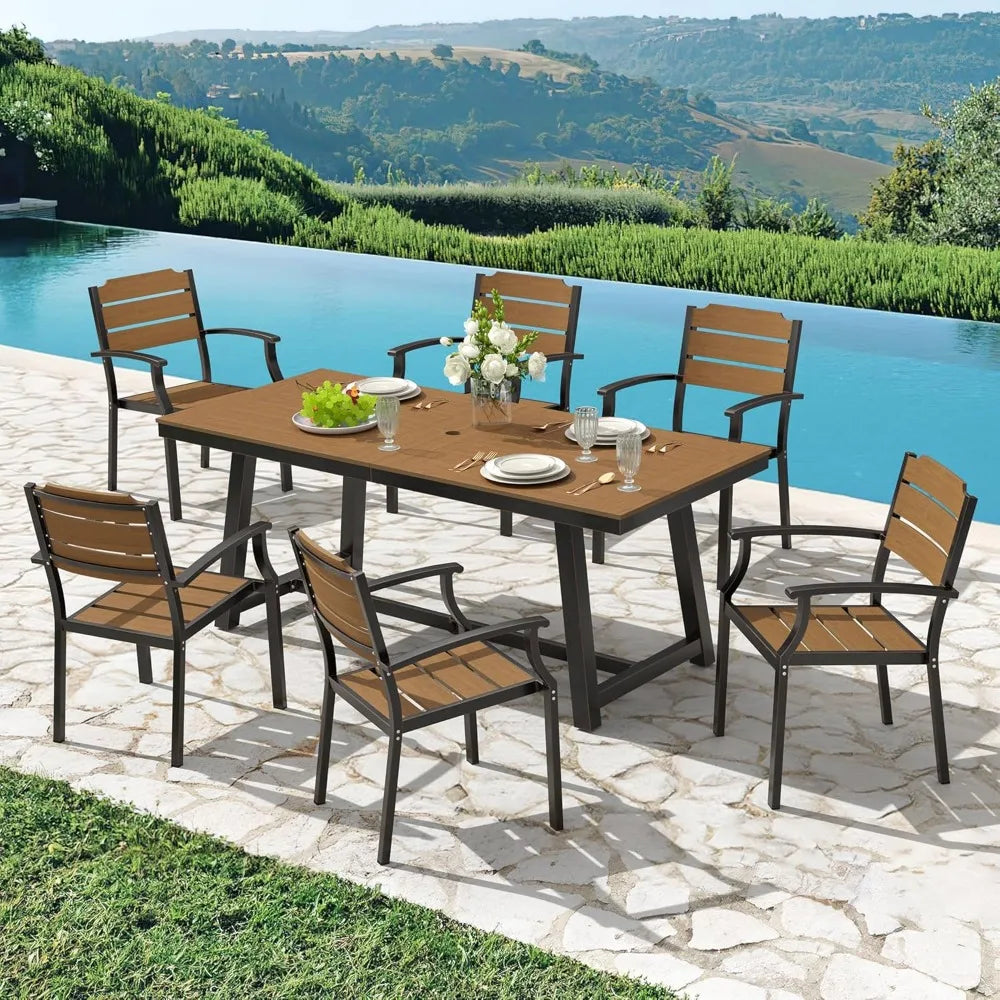 Ljustra 7-Piece Patio Table and Chairs Set All-Weather Outdoor Furniture