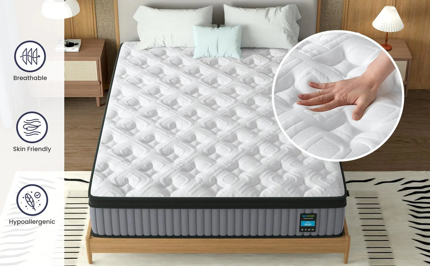 Ljustra 12 Inch Hybrid Mattress Memory Foam Innerspring Comfort