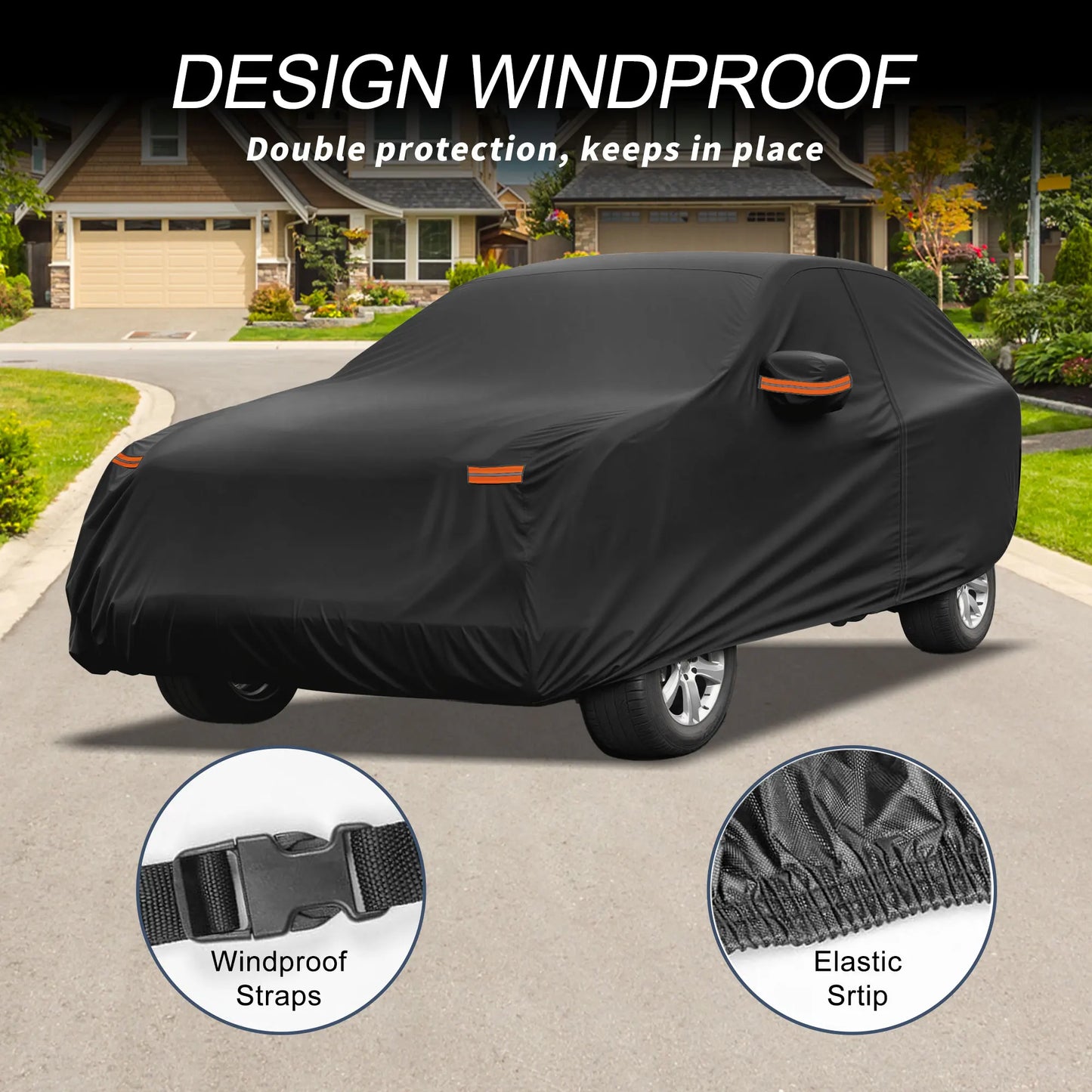 Uxcell Car Cover for Ford Mustang Mach-E with Left Side Zipper 210D PU