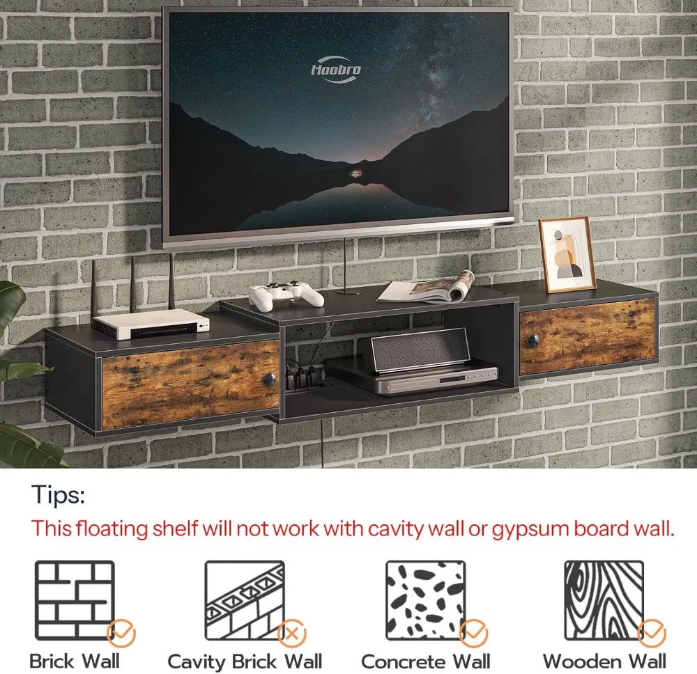 55 Inch Floating TV Stand Modern Wall Mounted Media Console Shelf