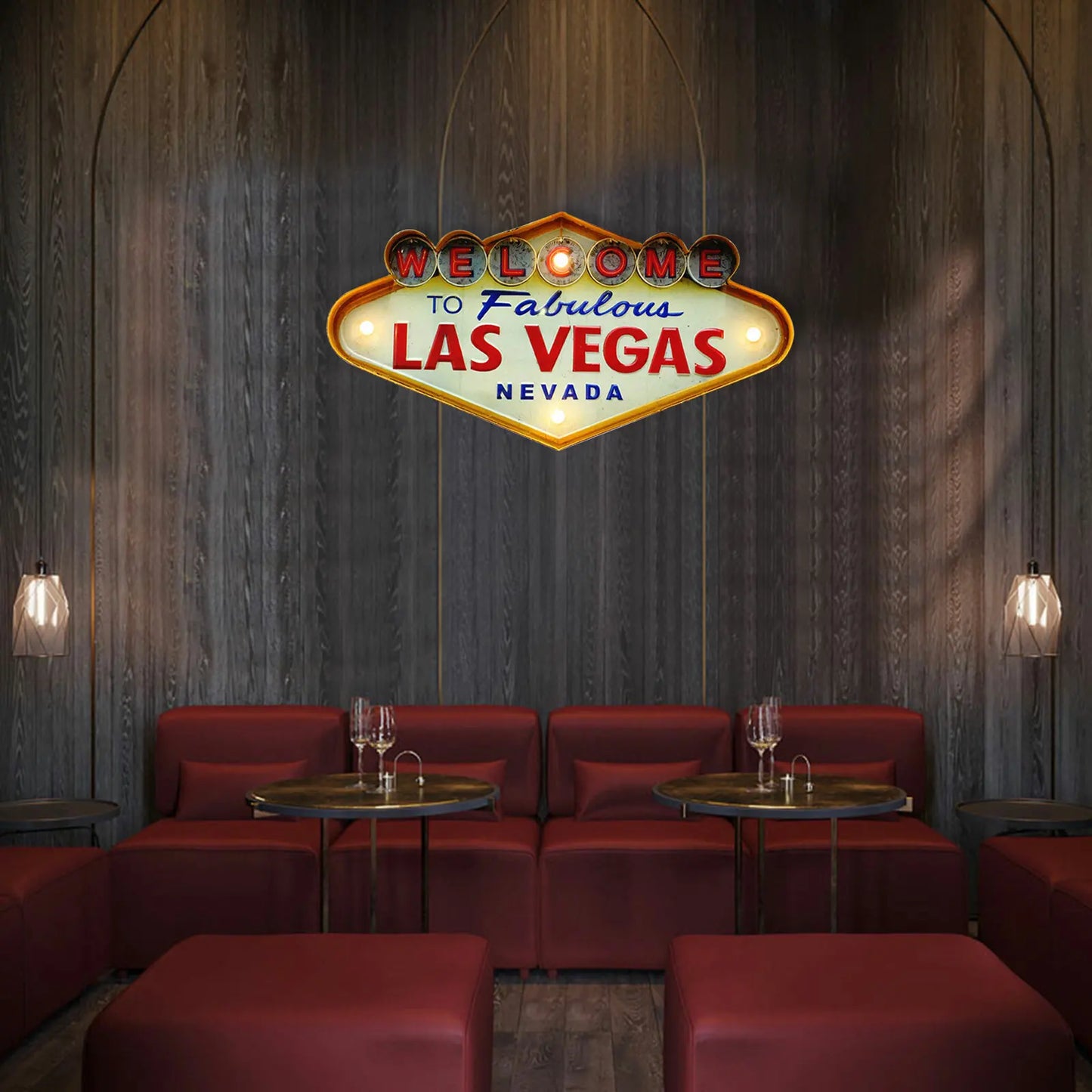 Welcome to Las Vegas Neon Sign LED Vintage Metal Light for Bar Cafe Home