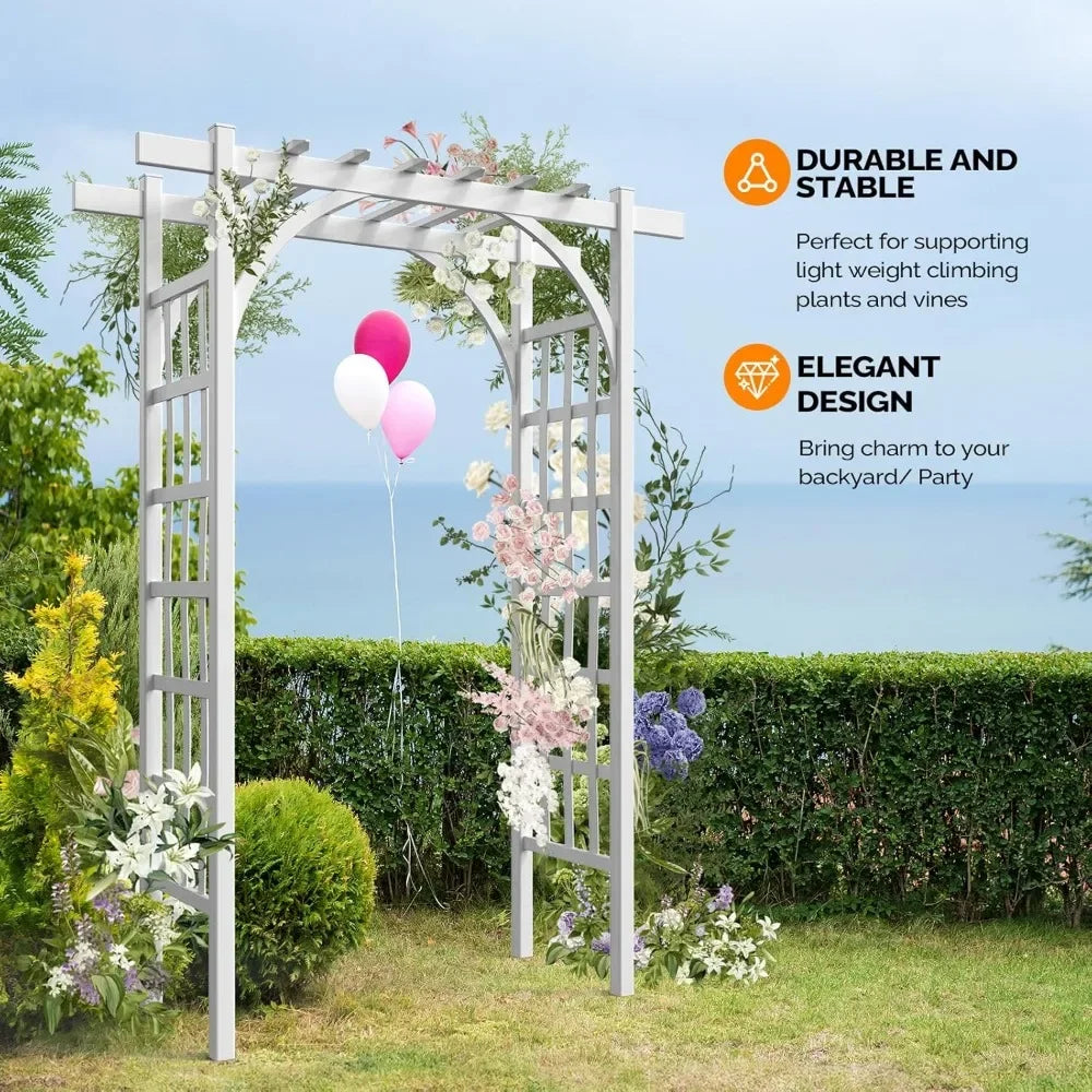 Garden Arbor PVC Wedding Arch Outdoor Trellis for Climbing Plants