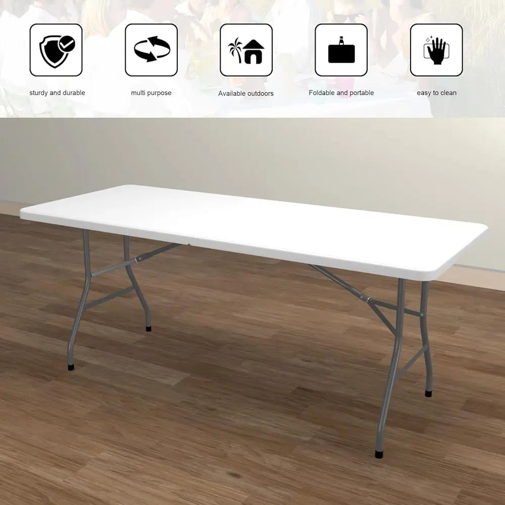 6 Ft Folding Table Portable Heavy Duty Plastic Utility Table for Events