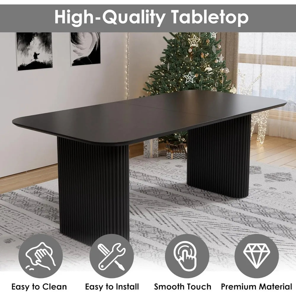 Modern Oval Dining Table Easy to Assemble Minimalist Accent Furniture