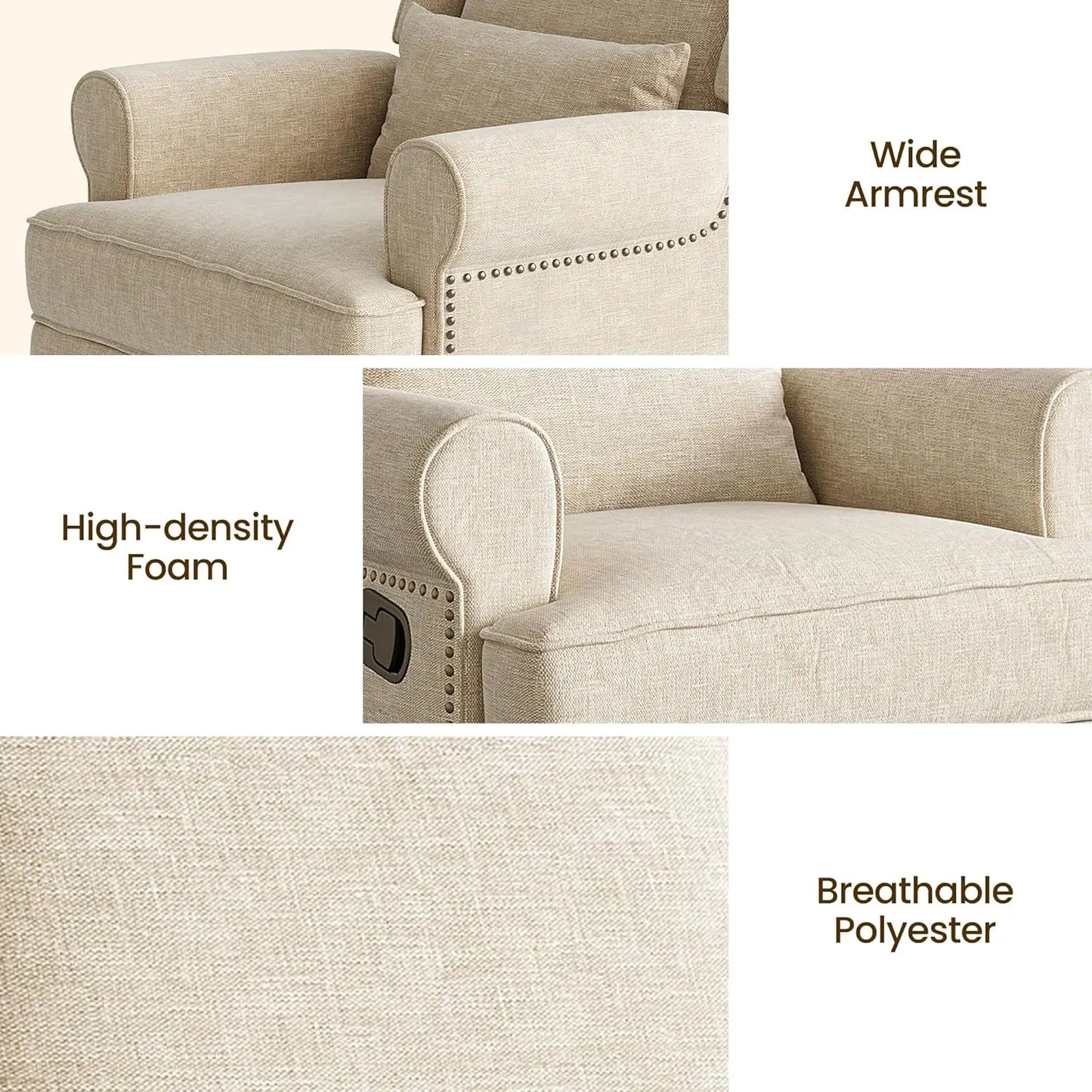 Ljustra RoyalCraft Swivel Recliner Chair Extra Large Footrest Glider