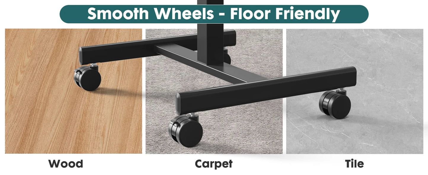 Height Adjustable Portable Computer Desk Mobile Workstation with Wheels