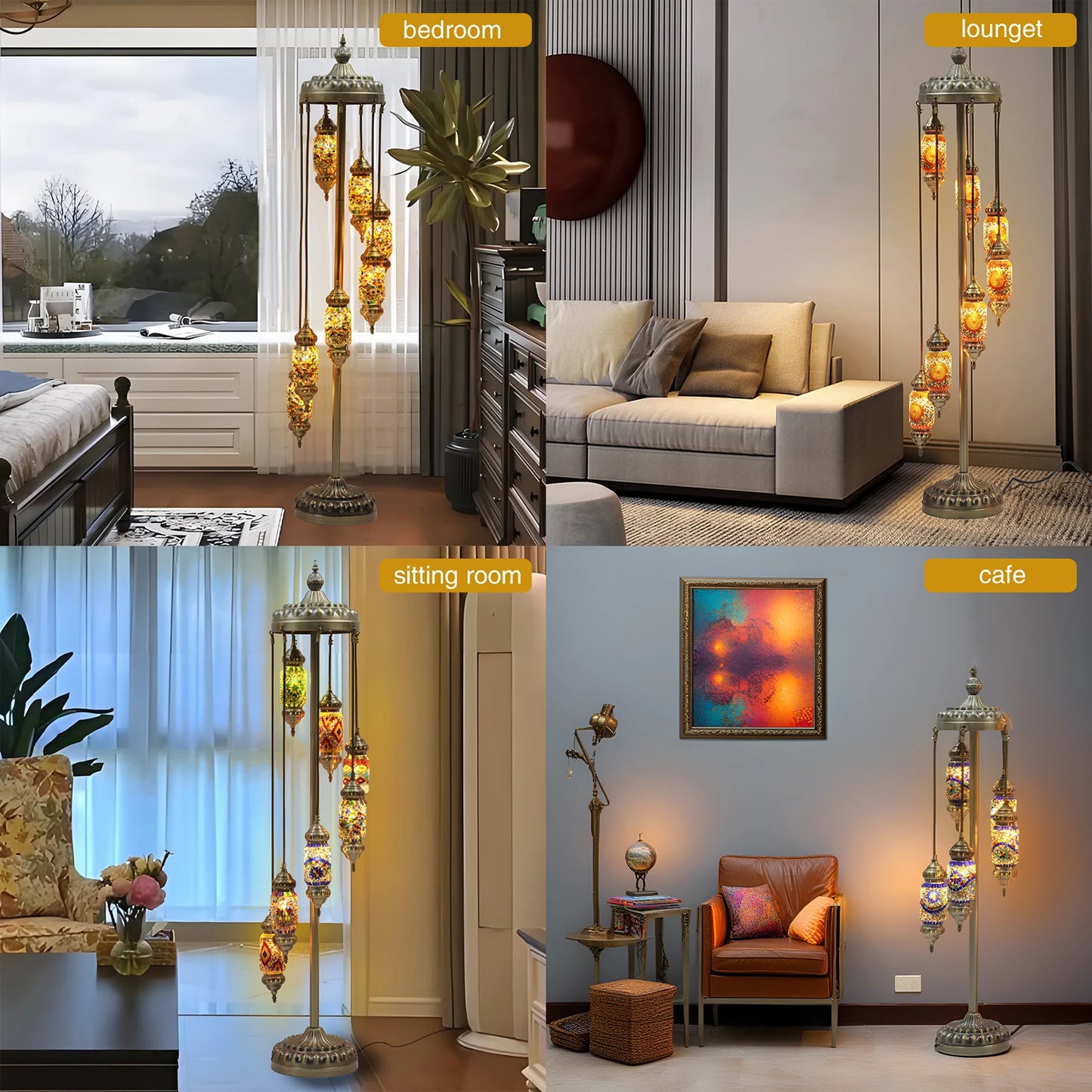 Handmade Turkish Mosaic Floor Lamp Stained Glass Bohemian Light