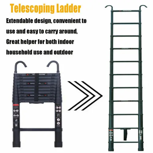 6.2M Heavy Duty Telescopic Ladder Indoor Outdoor Multi-Purpose Use