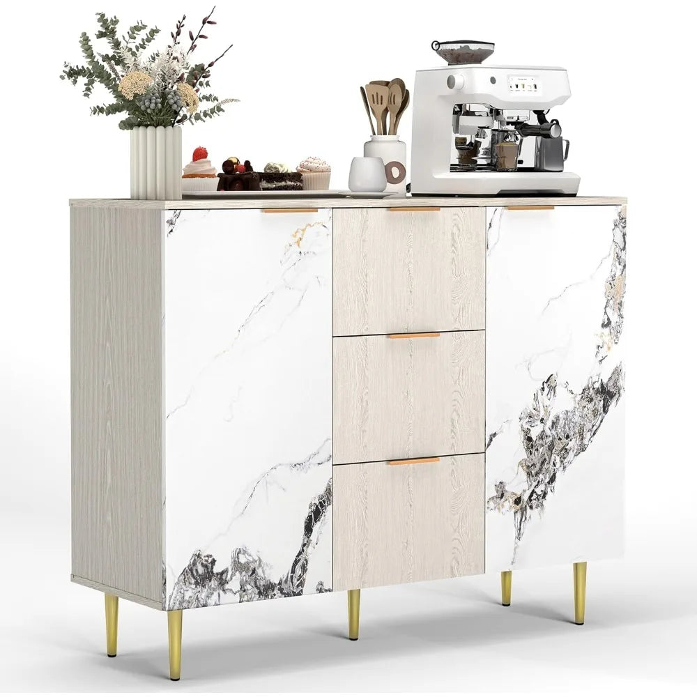 Modern Buffet Sideboard Cabinet Storage with 3 Drawers and 2 Doors