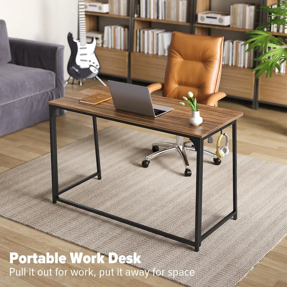 Folding Desk 47.2 Inch Space Saving Computer Table Office Workstation