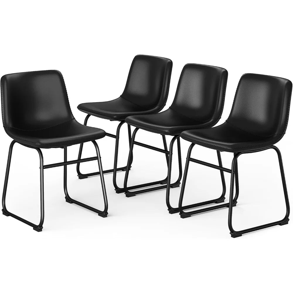 Modern Upholstered Dining Chairs Set of 4 with Metal Legs 18 Inch