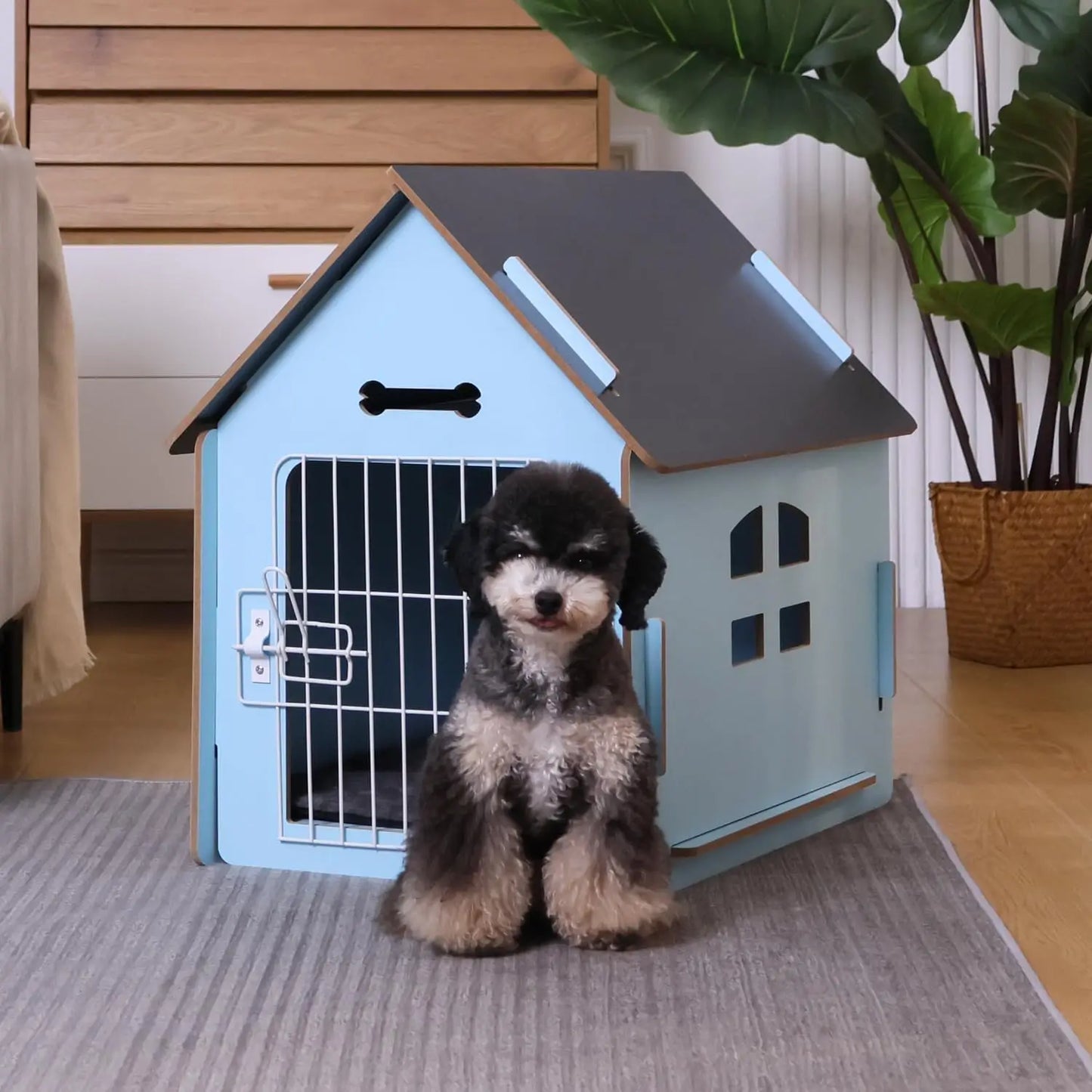 Cozy Wooden Indoor Dog House for Small Dogs and Cats with Air Vents