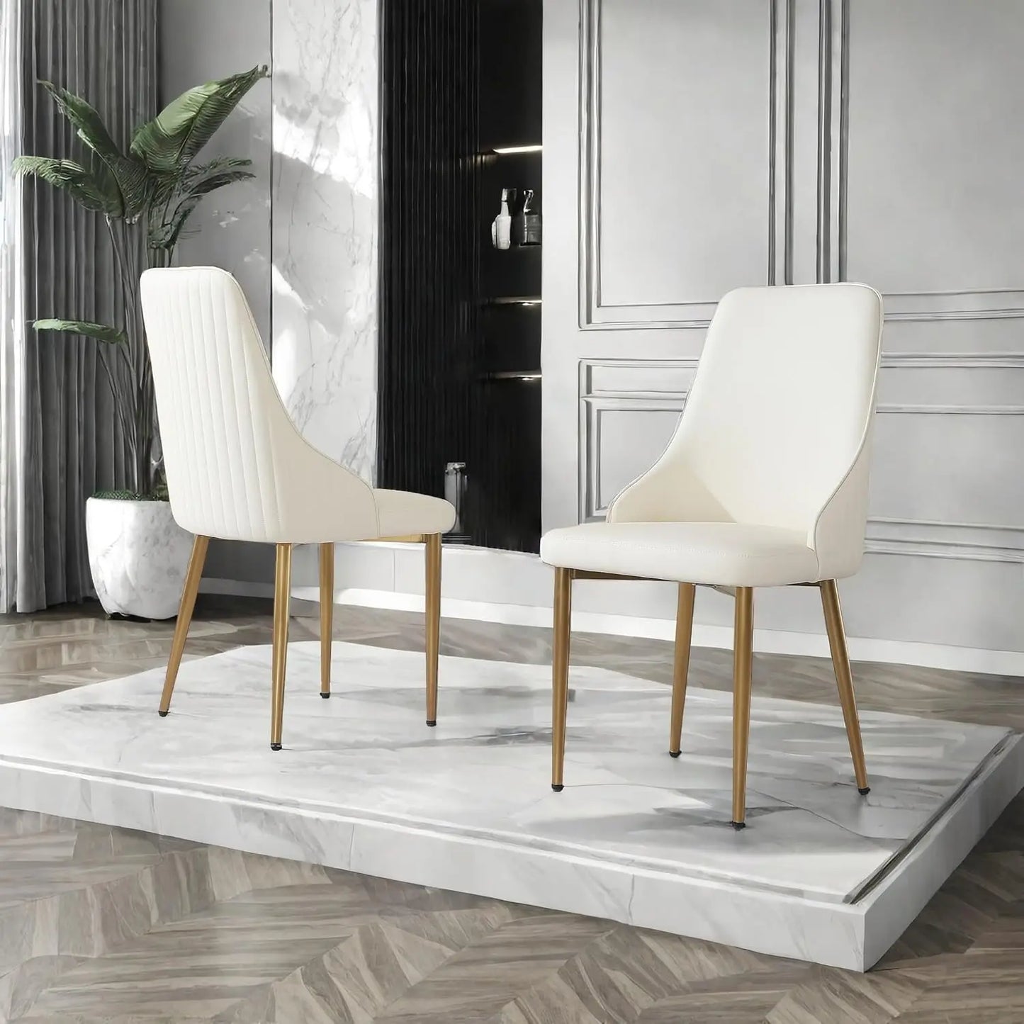 Modern Dining Chairs Set of 2 Upholstered Leisure Chairs Wood Legs