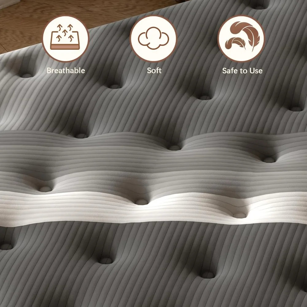 Ljustra Twin Mattress 12 Inch Soft Memory Foam Hybrid Plush Comfort