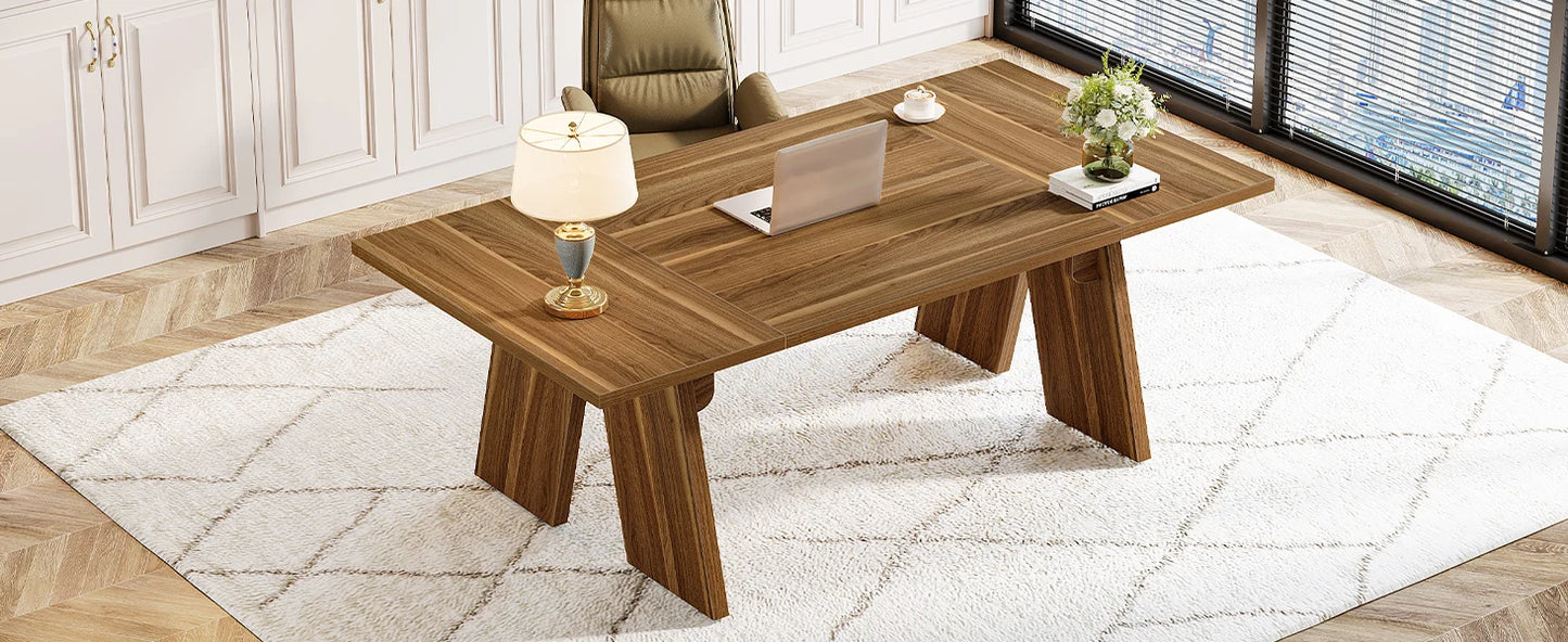 Ljustra 70.9 Inch Executive Office Desk Large Computer Desk Solid Wood