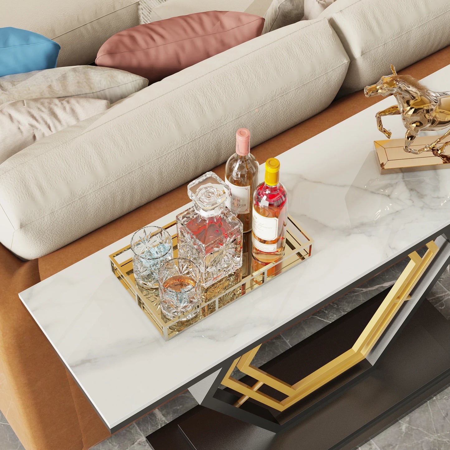 Metal Console Table Narrow Hallway Entryway Living Room Furniture