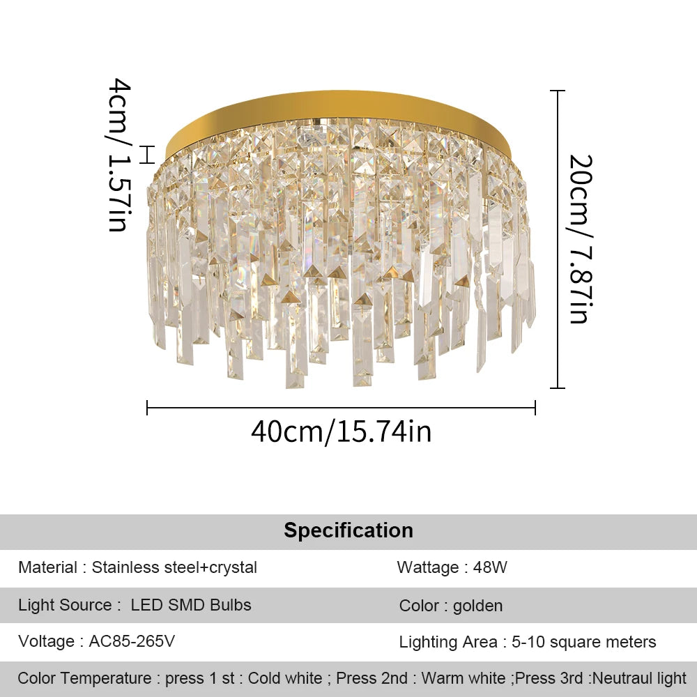 Luxury Crystal Ceiling Lamp Modern Chandelier Nordic Home Decor LED