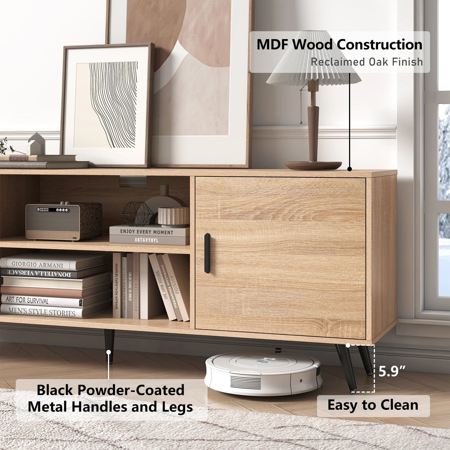 Modern TV Stand Wood Cabinet Entertainment Center Living Room Storage