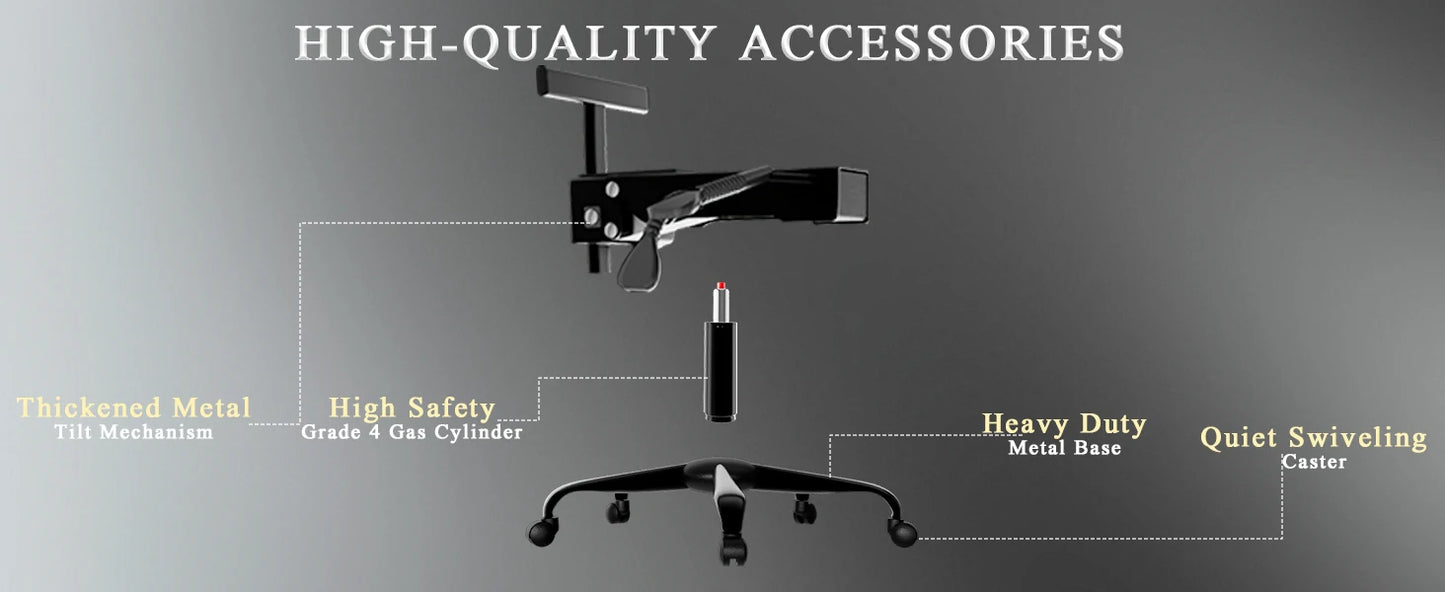 Ergonomic Gaming Chair Adjustable Lumbar Support Footrest PC Chair