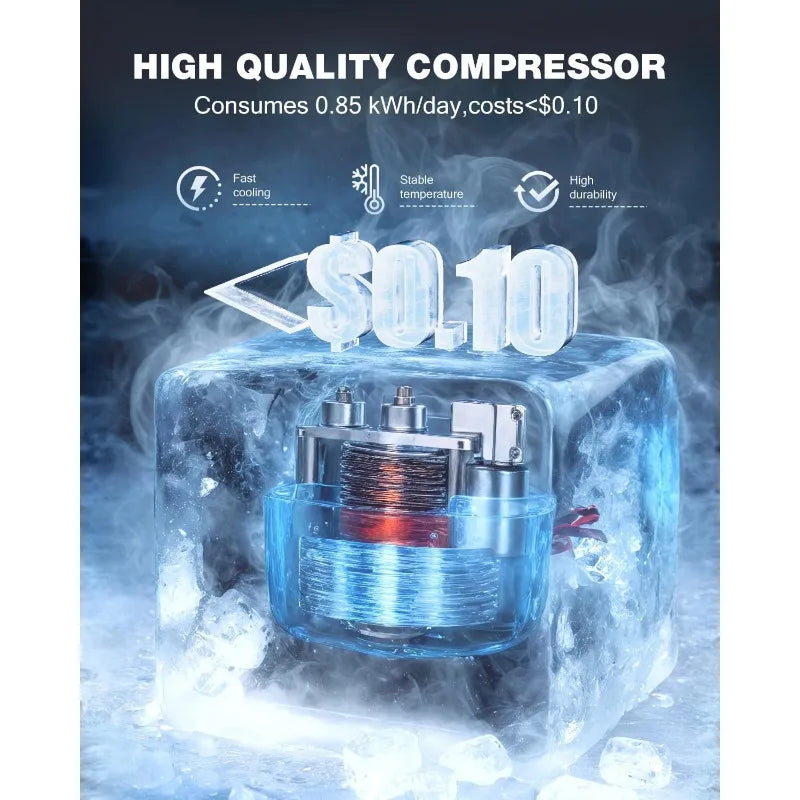 Ljustra Double Door Mini Refrigerator with Freezer 4.5 Cu.Ft Adjustable Temp