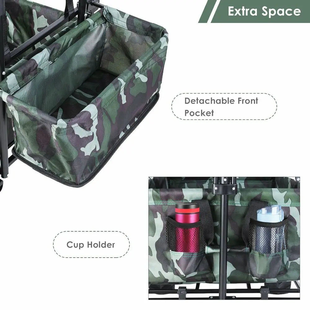 Foldable Handcart with Roof 115kg Off-Road Transport Trolley