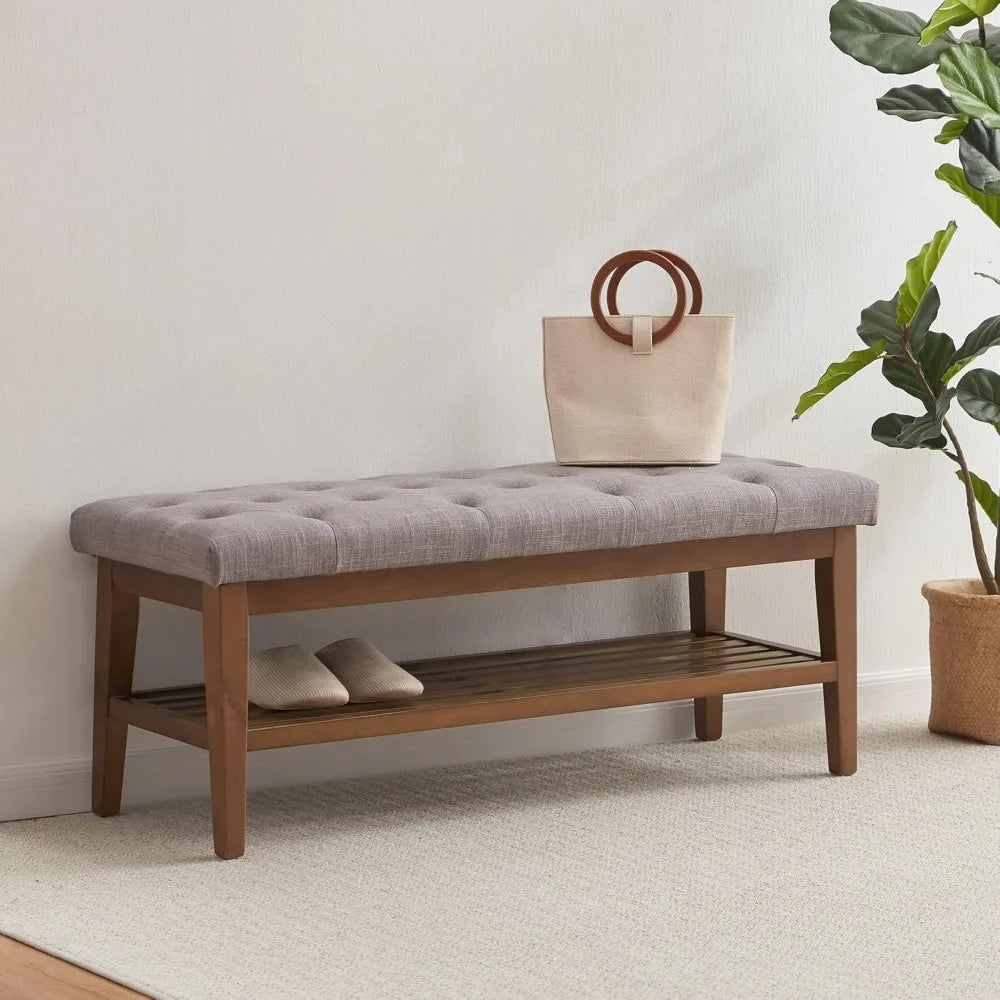 Entryway Shoe Bench Upholstered Ottoman Modern Living Room Storage