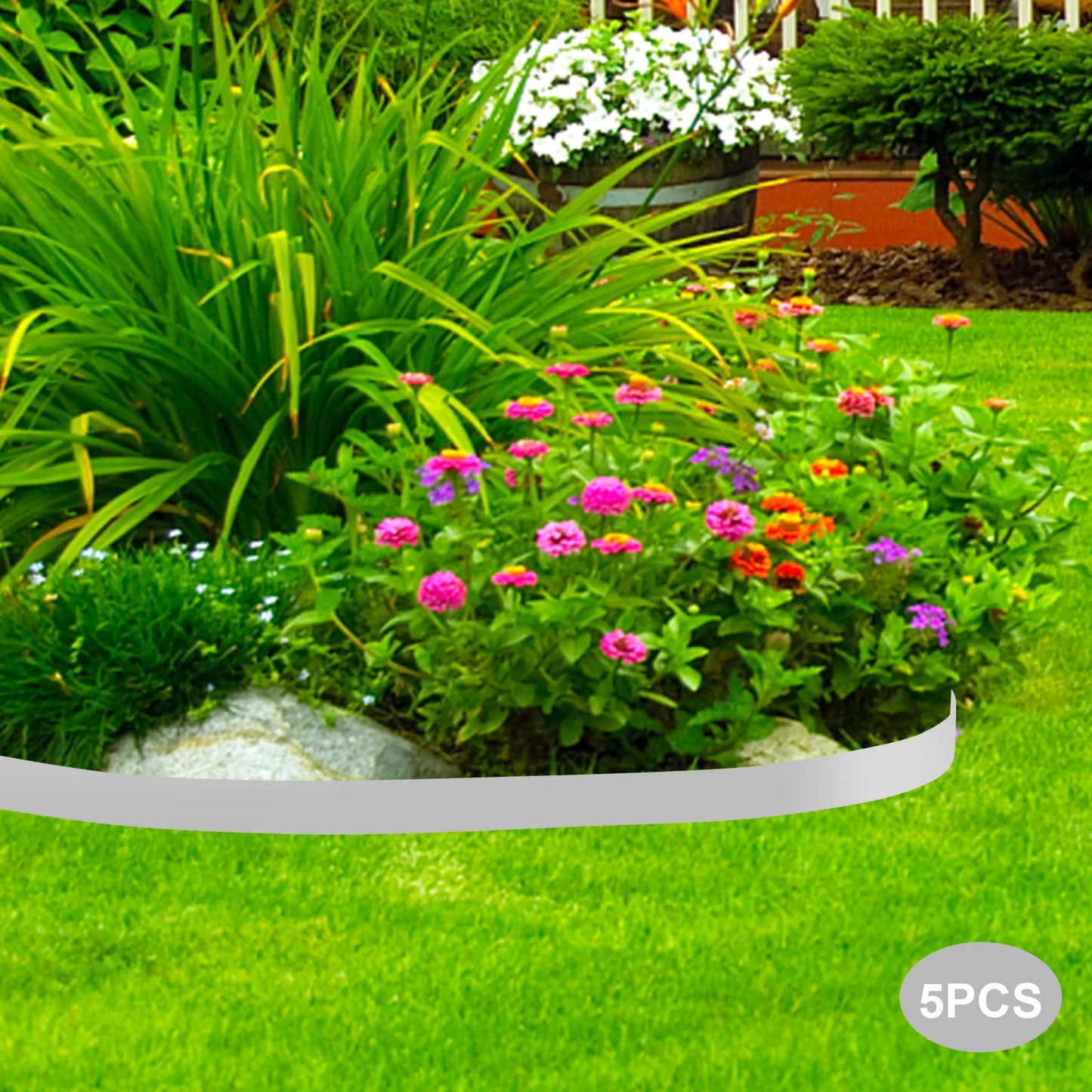 5PCS Outdoor Steel Lawn Edging Flexible Landscape Barrier 39 Inches