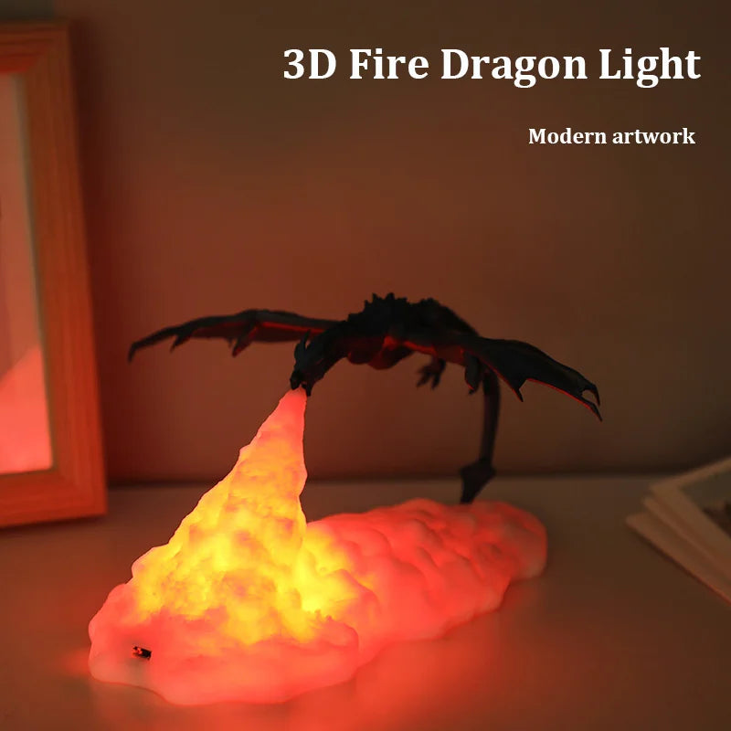 3D Printed LED Dragon Night Light Kids Bedroom Living Room Lamp
