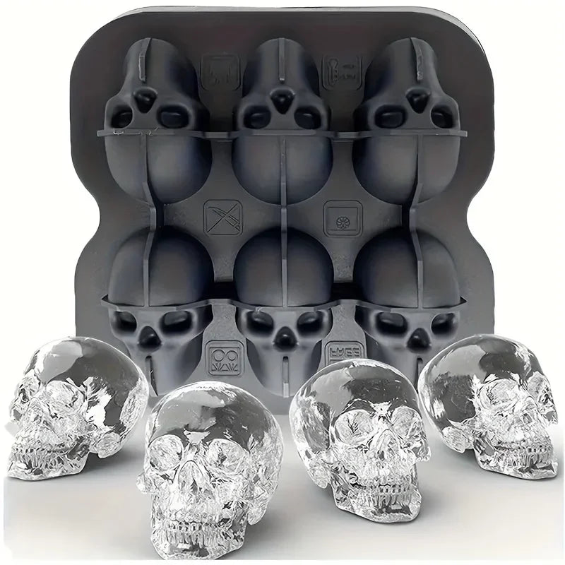 3D Skull Ice Cube Tray Silicone Mold for Whiskey Party Drinks