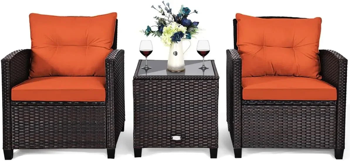 Ljustra 3-Piece Outdoor Patio Furniture Set PE Rattan Wicker Sofa