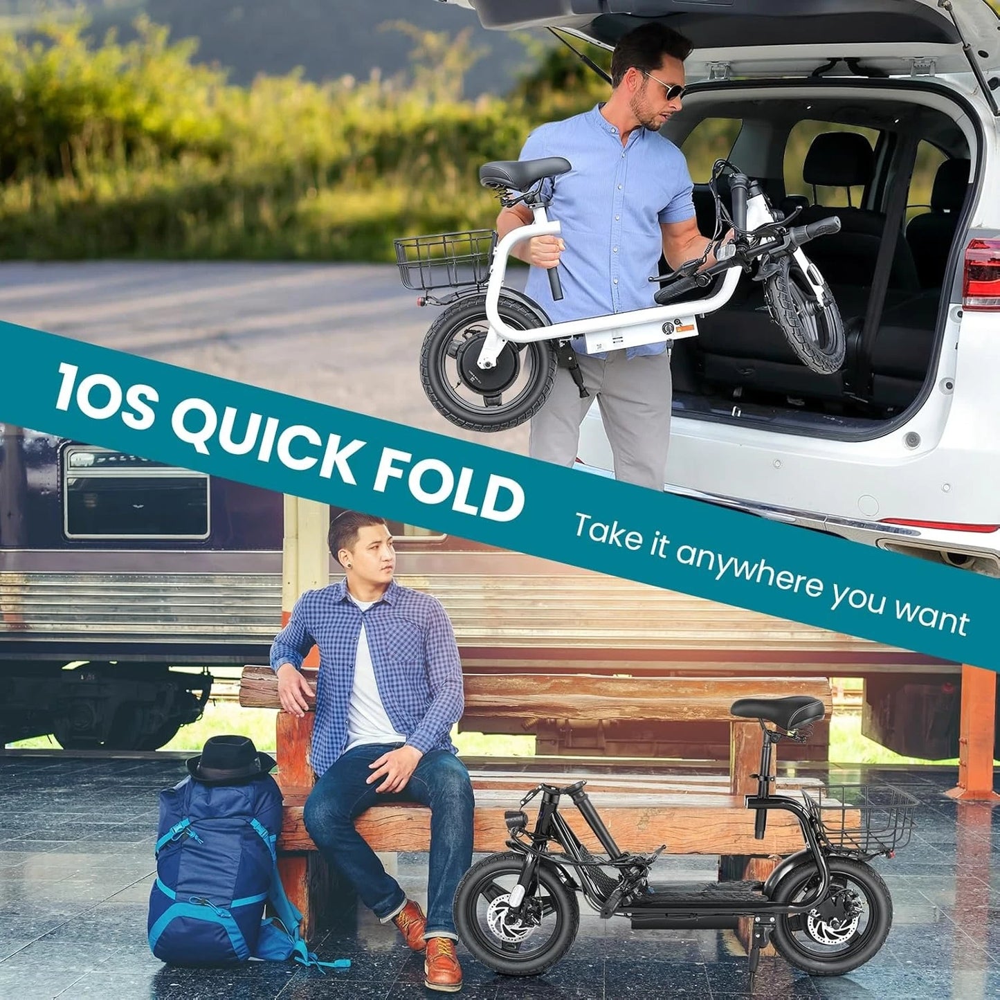 Peak 560W Electric Scooter Adults 14 Inch Tire 20MPH Foldable Seat