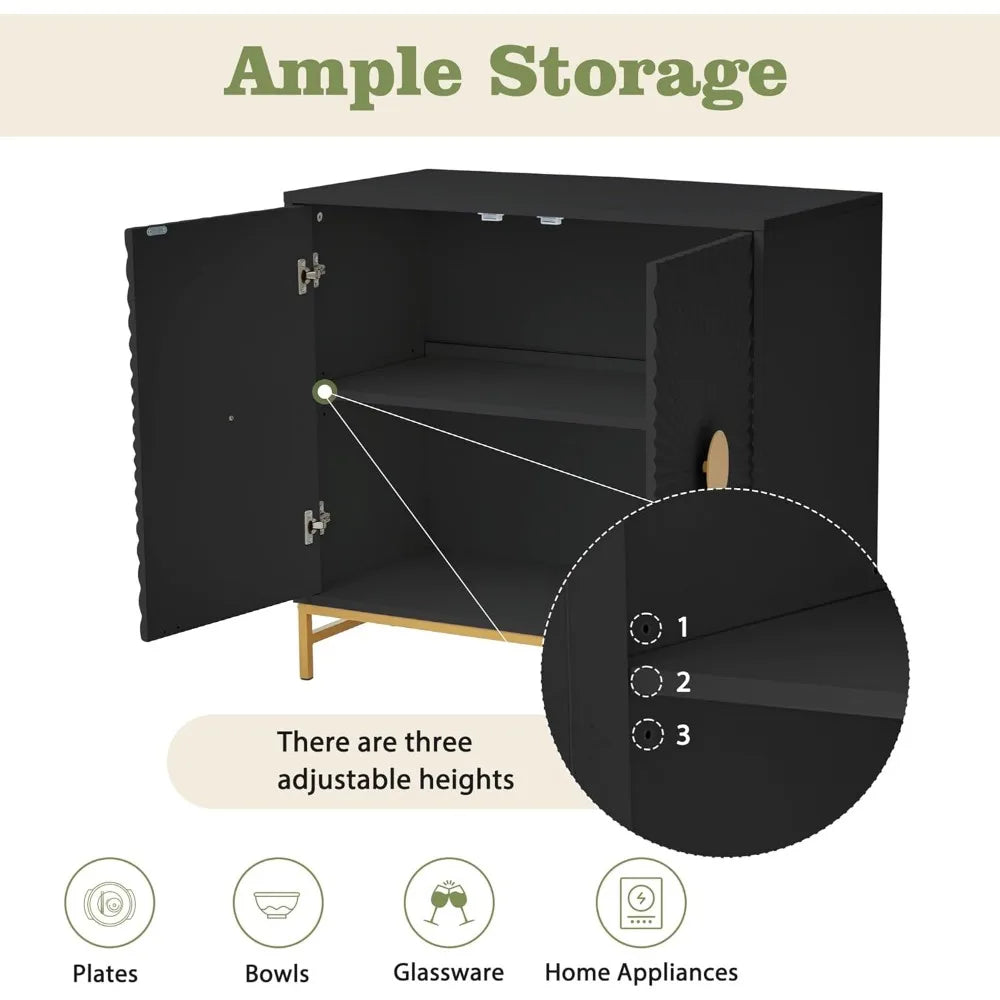 Accent Cabinet Set of 2 Luxury Carving Board Buffet Storage Sideboard