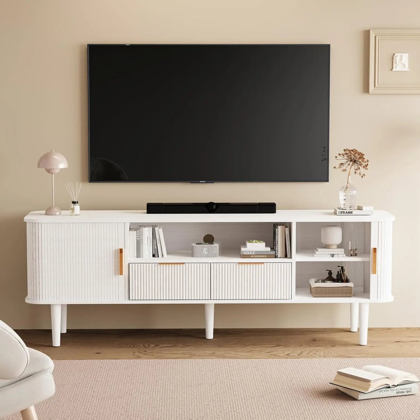 Ljustra Mid Century Modern 62.4 Inch TV Stand Media Console Table