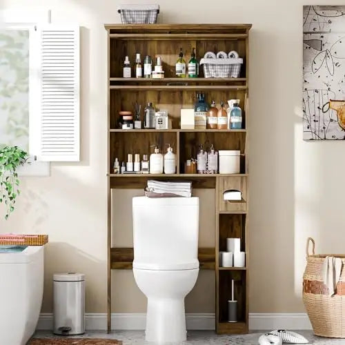 Vabches Over the Toilet Storage Cabinet Bathroom Organizer Wooden Rack