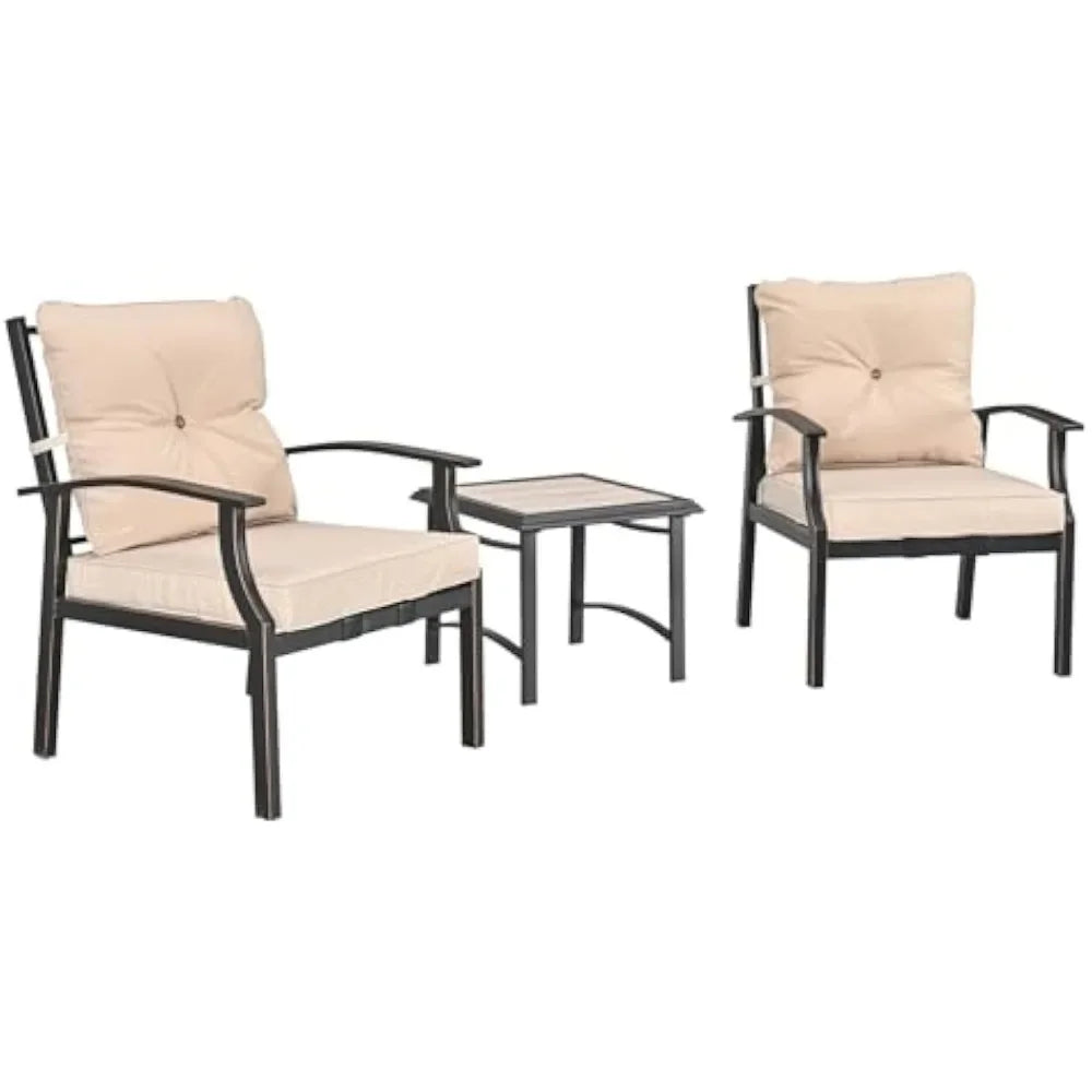 2 Piece Patio Conversation Set Outdoor Metal Loveseat Chairs Furniture