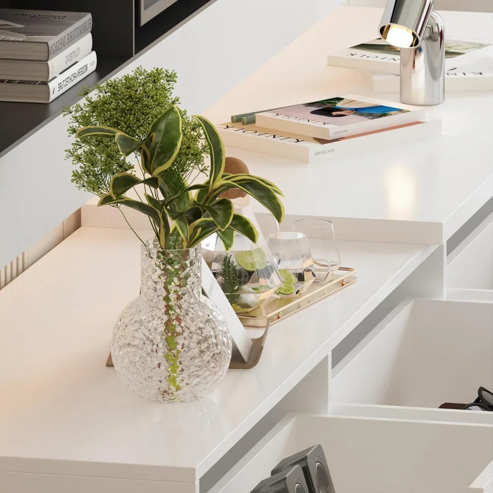 Ljustra 86.6" Modern TV Stand with 4 Drawers Entertainment Center Storage