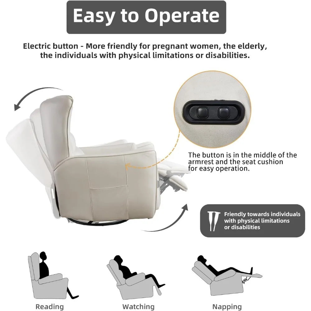 Power Swivel Rocker Recliner Glider Oversize Electric Nursery Chair