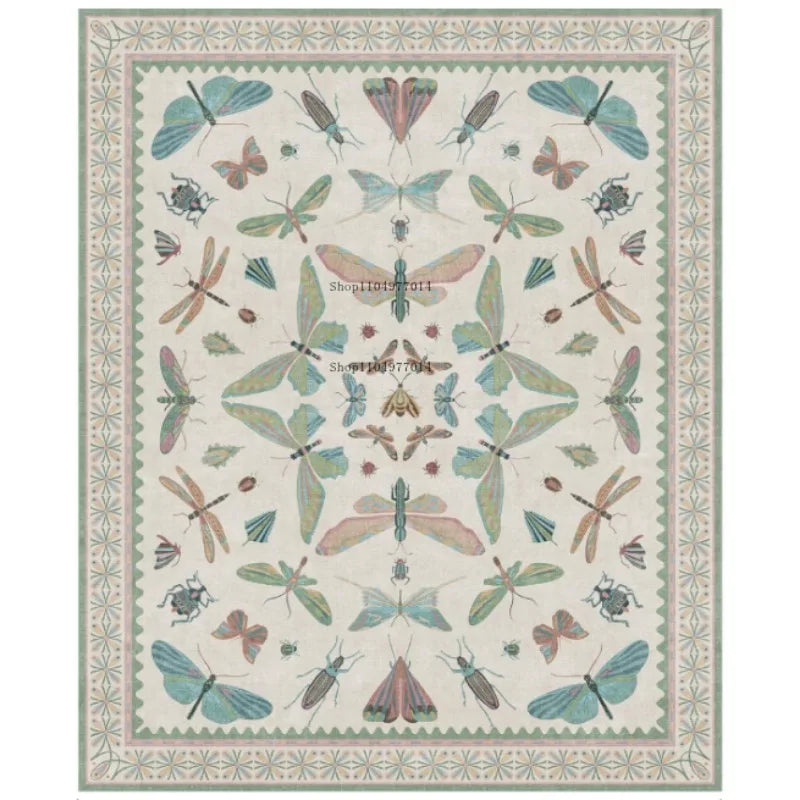 Green Butterfly Rug Floral Area Rug for Bedroom Living Room Kitchen